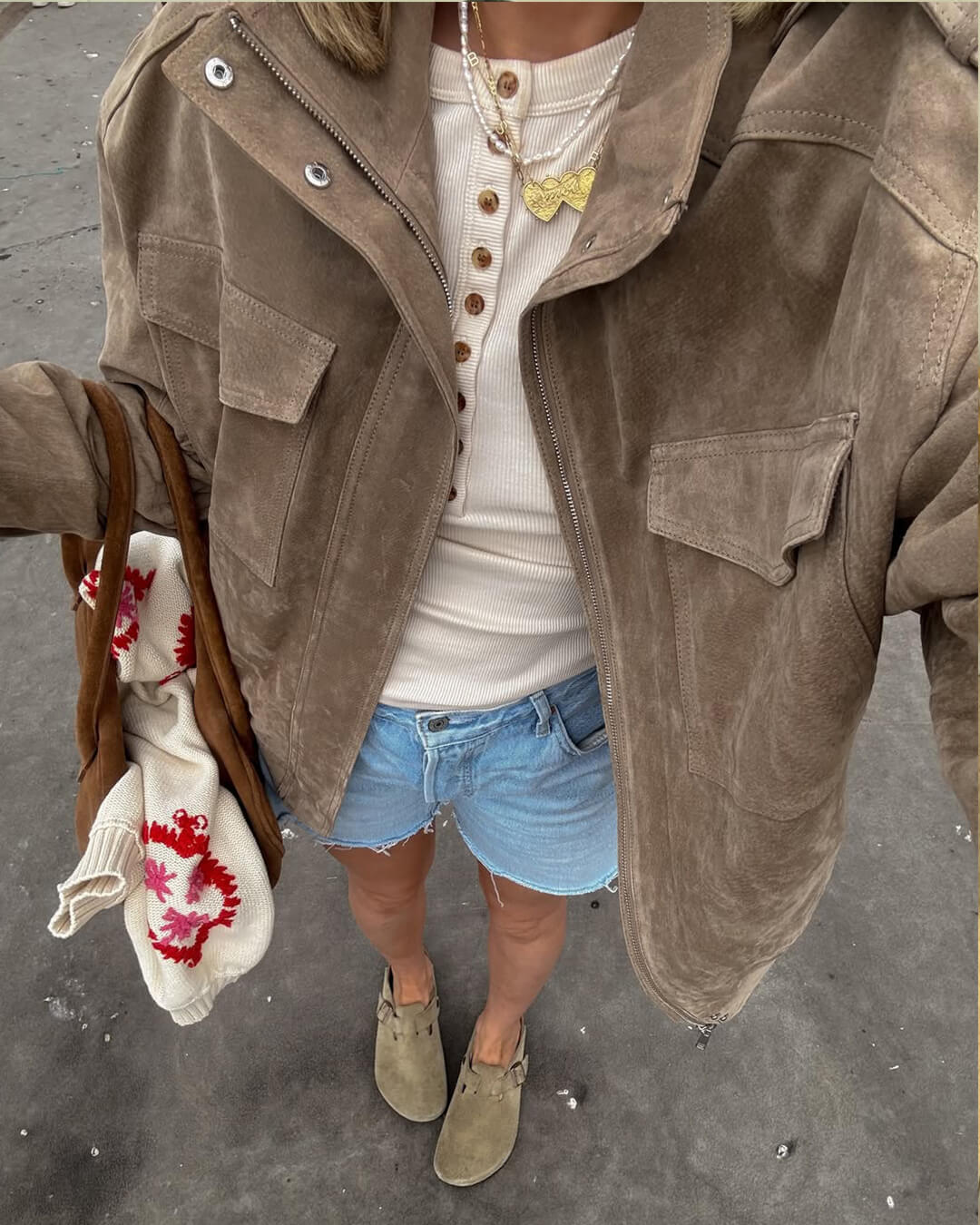 Noelle | Women's Vintage Street Style Khaki Bomber Jacket