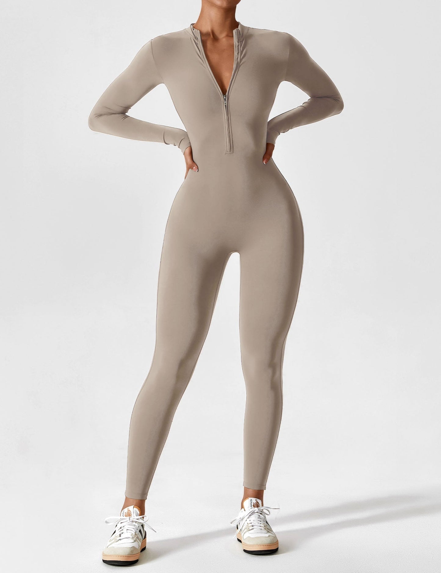 Carolin | Women's Spring Stretch Zip-Up Jumpsuit