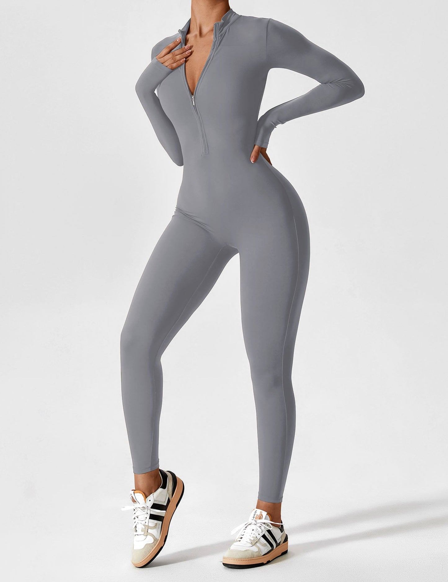 Carolin | Women's Spring Stretch Zip-Up Jumpsuit