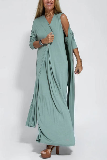 Juno™ | Elegant Long Dress with Coordinated Cardigan