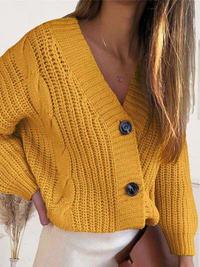 Button Up Dropped Shoulder Cardigan Sweaters Trendsi True Yellow S 