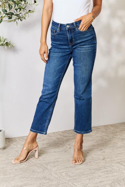 BAYEAS Cropped Straight Jeans Jeans Trendsi Dark 0(24) 