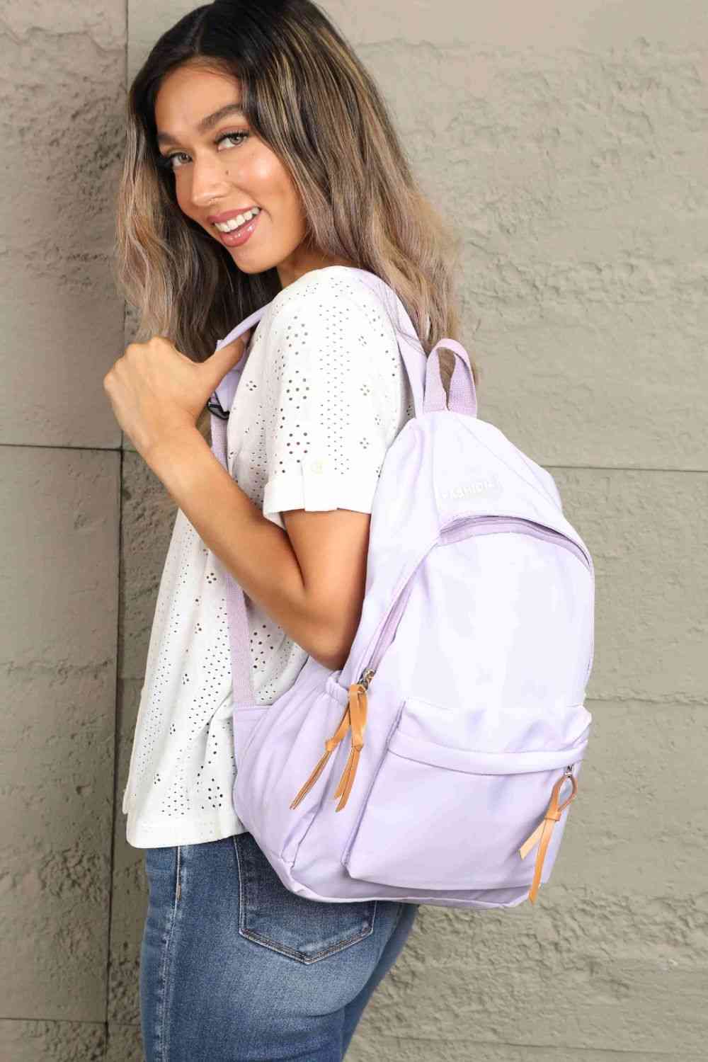 Adored FASHION Polyester Backpack Backpacks Trendsi Lavender One Size 