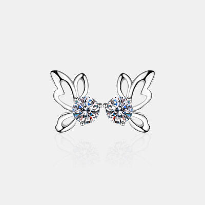 1 Carat Moissanite Butterfly Shape Earrings Earrings Trendsi Silver One Size 
