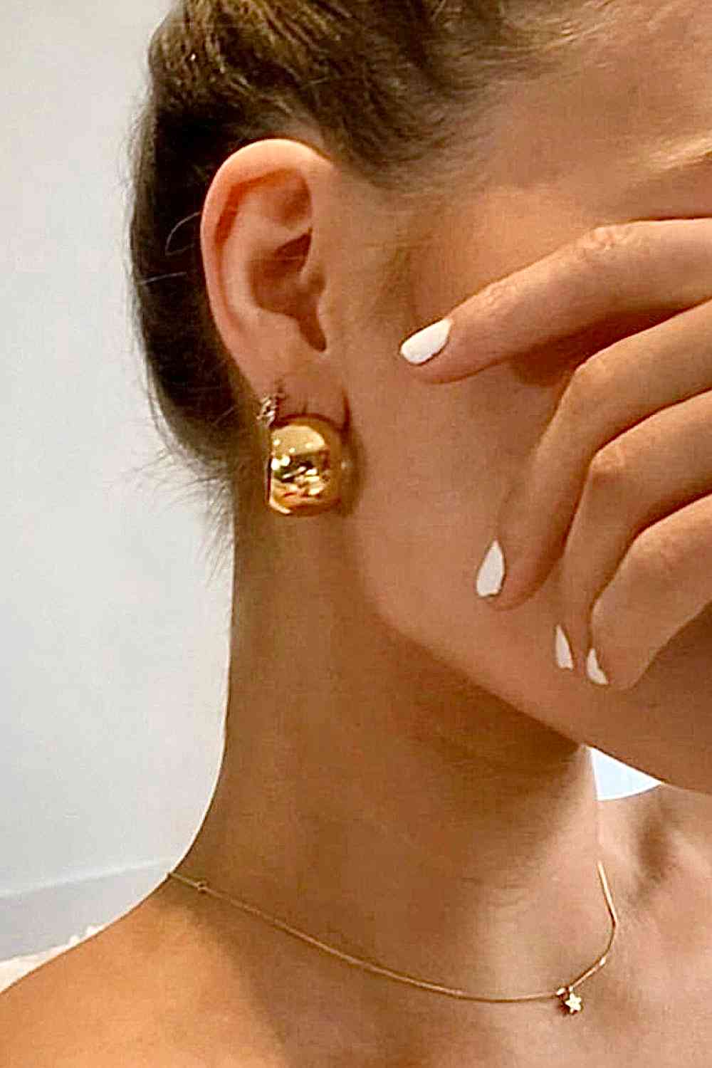 18K Gold Plated C-Hoop Earrings Earrings Trendsi Gold One Size 