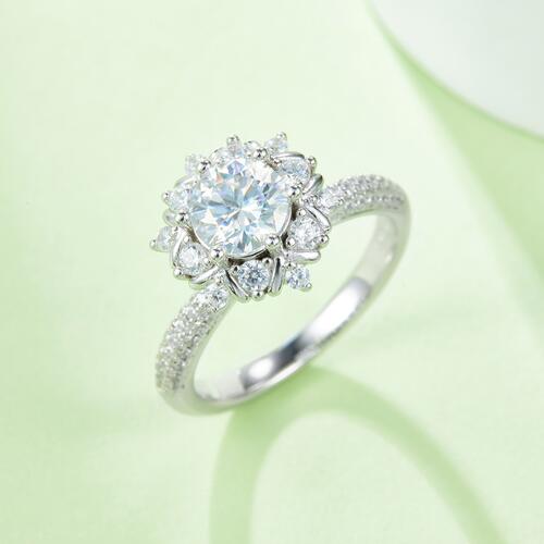 1 Carat Moissanite 925 Sterling Silver Flower Shape Ring Accessories & Jewelry Trendsi Silver 4.5 
