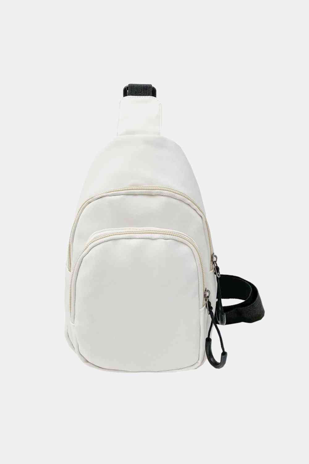 Contrast Strap Nylon Sling Bag Backpacks Trendsi White One Size 