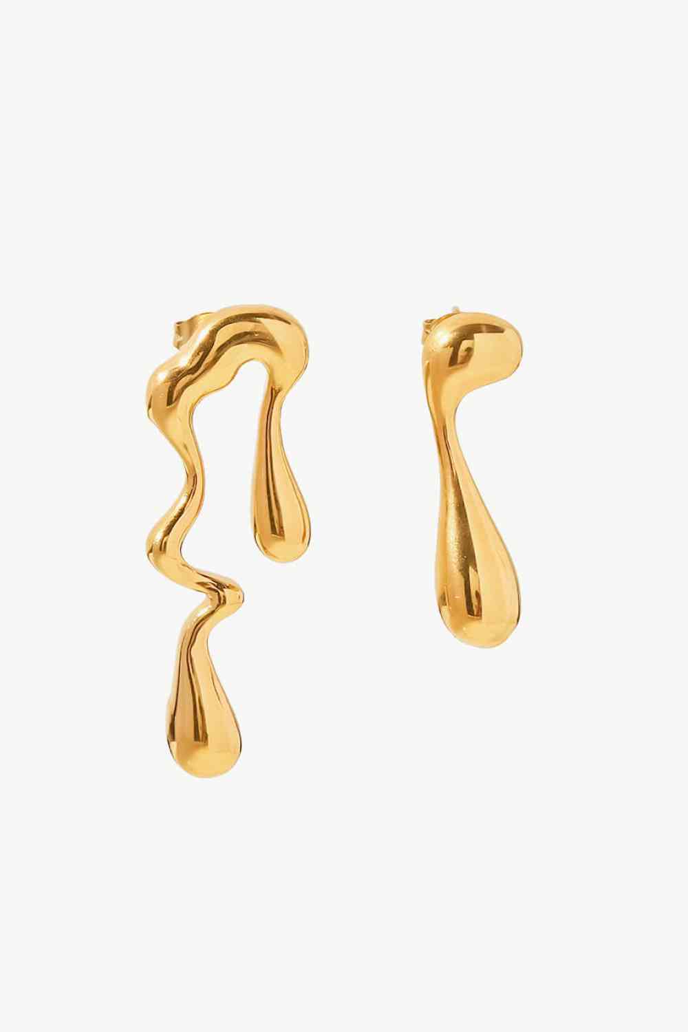 18K Gold Plated Geometric Mismatched Earrings Earrings Trendsi Gold One Size 