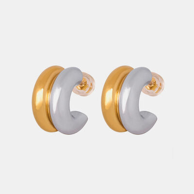 18K Gold-Plated C-Hoop Earrings Earrings Trendsi Gold One Size 