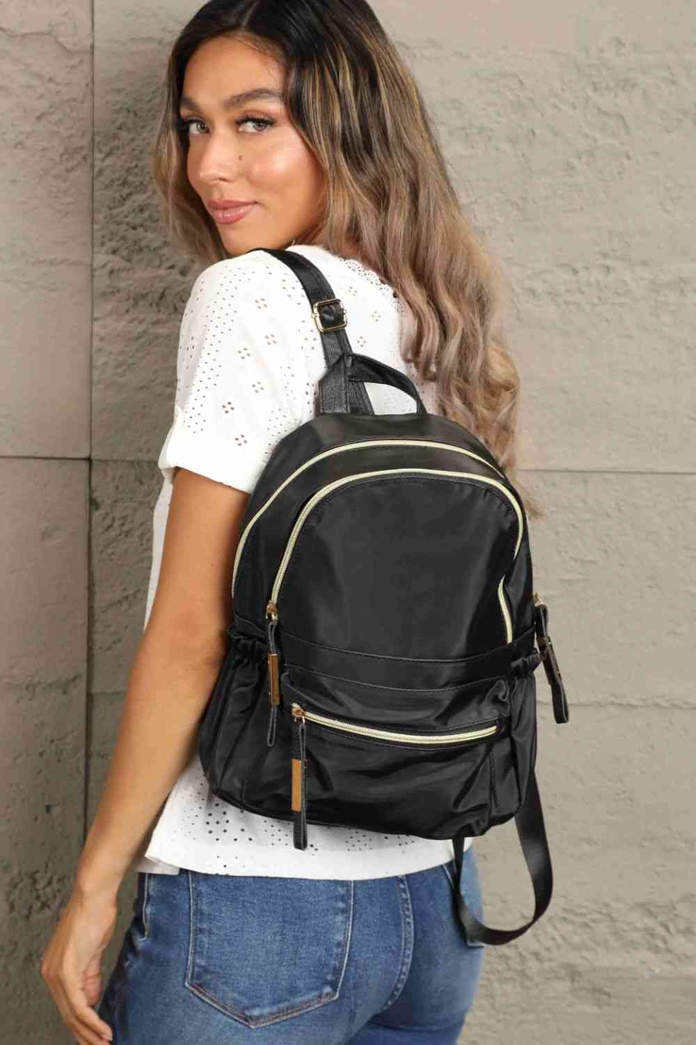 Adored Oxford Cloth Backpack Backpacks Trendsi Black One Size 