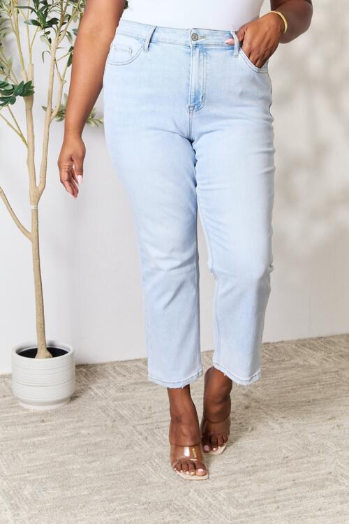 BAYEAS Full Size High Waist Straight Jeans Jeans Trendsi Light 0(24) 