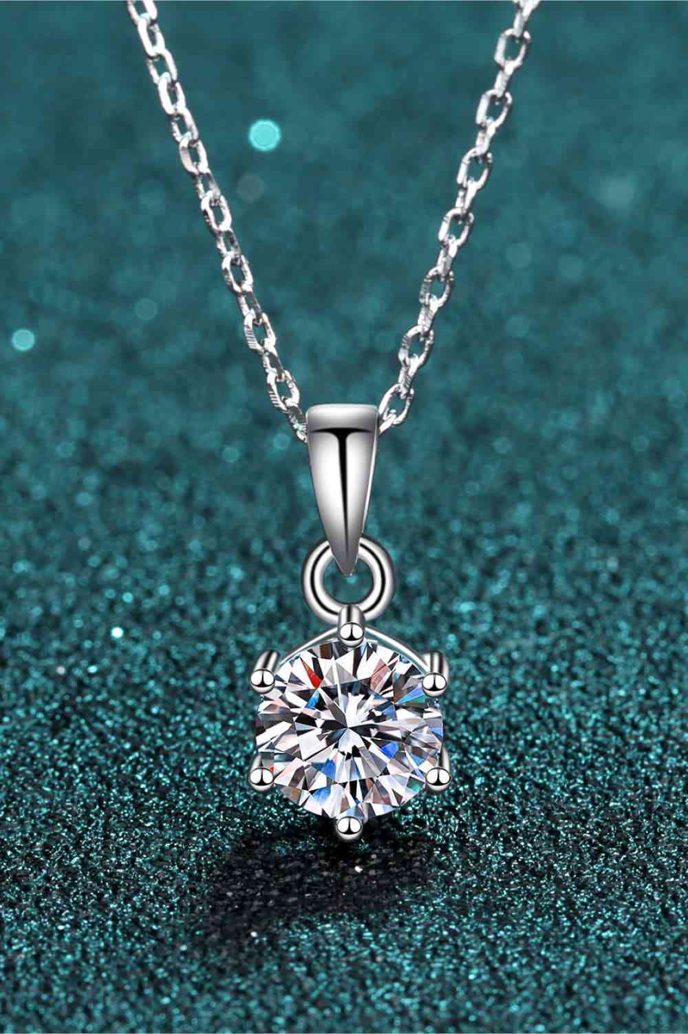 1 Carat Moissanite 925 Sterling Silver Necklace Accessories & Jewelry Trendsi Silver One Size 